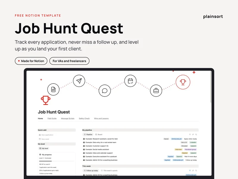 Job Hunt Quest template preview