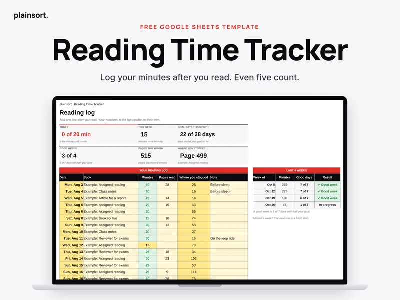 Reading Time Tracker template preview